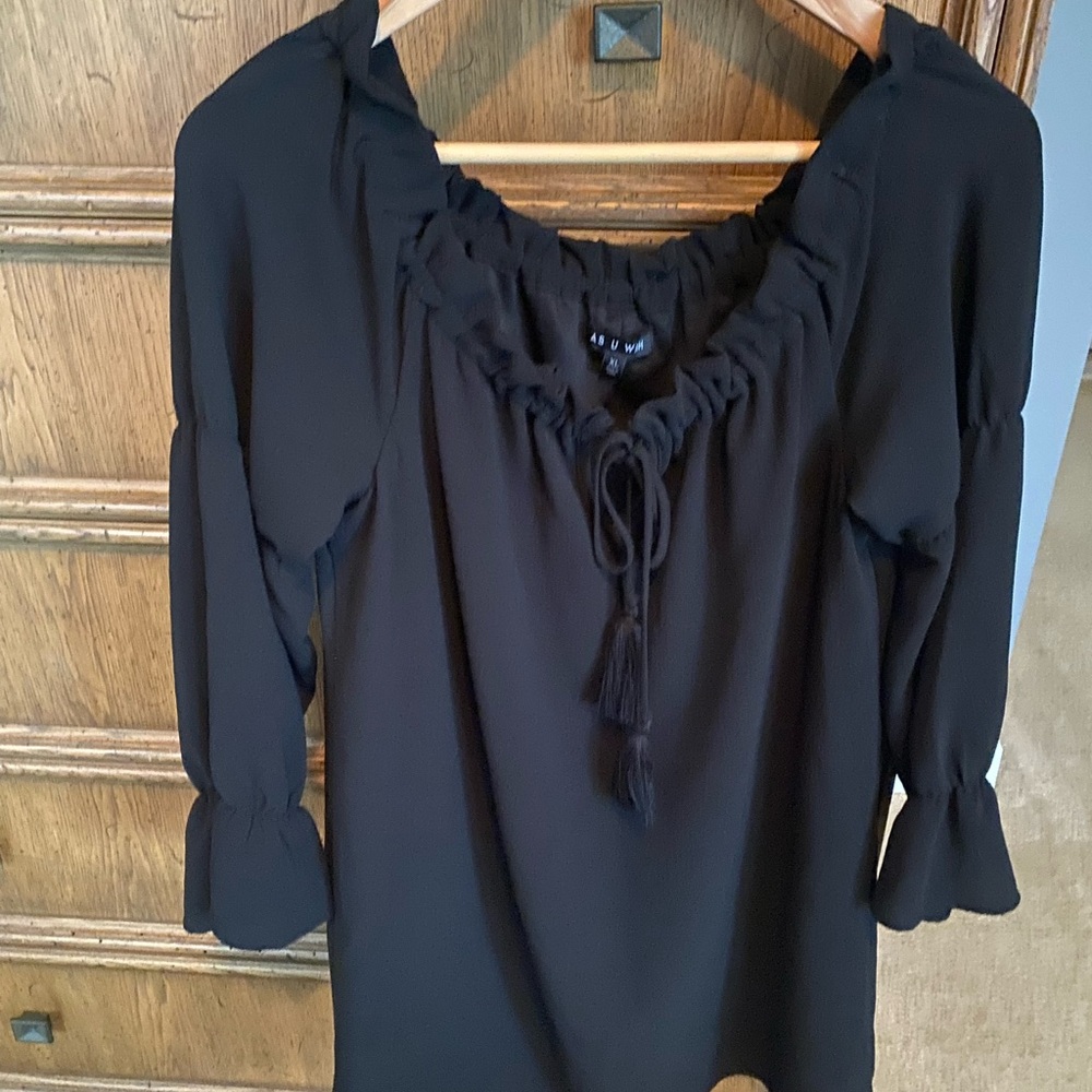 As U Wish Black Ruffled Blouse